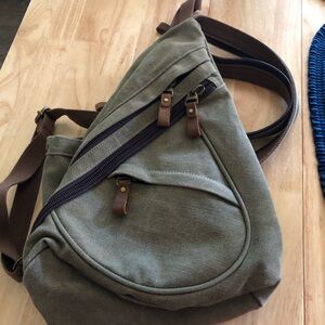 Canvas Sling Bag - Small Crossbody Backpack Shoulder Casual Daypack Rucksack